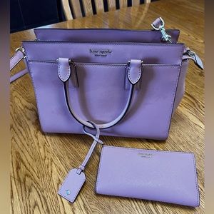 Kate Spade Cameron Medium Satchel Zip Top Crossbody Bag Dusty Peony & wallet